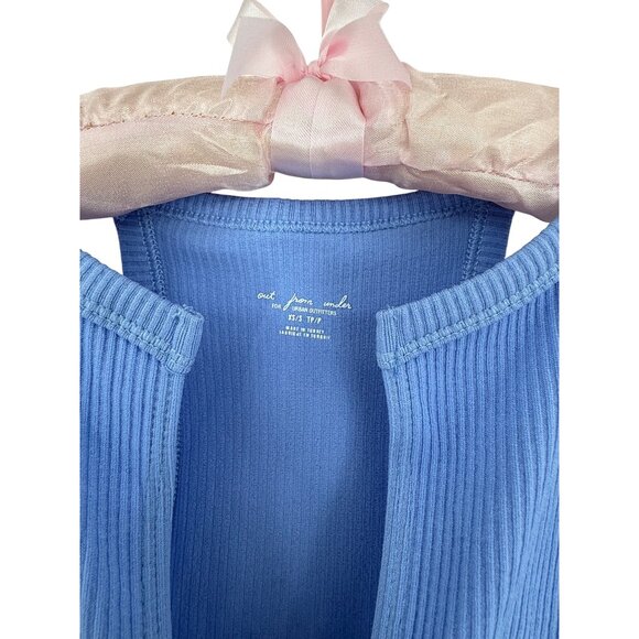 NWT UO Blue Ribbed Bodysuit XS/S High Neck V-Slit Thong • Modern Minimalist Y2K - Picture 2 of 16